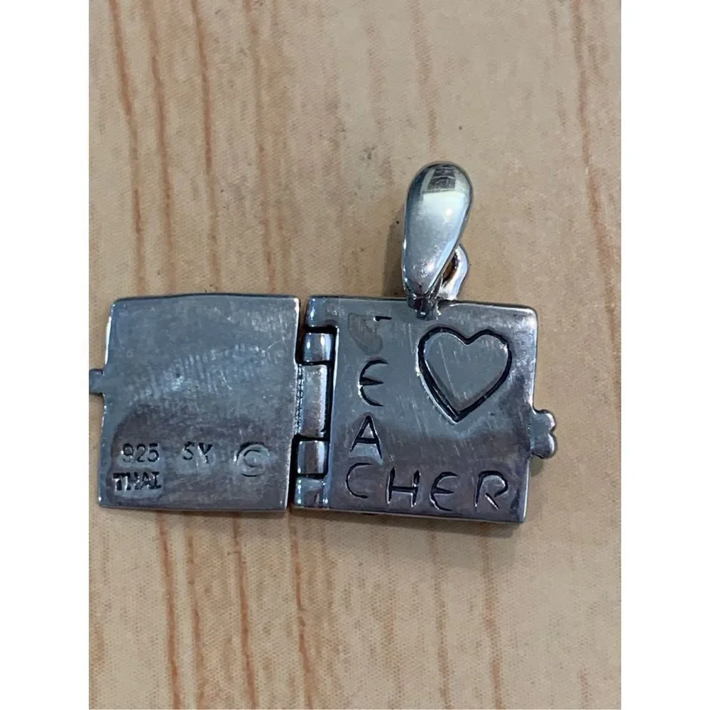.925 Vintage Teacher Book Sterling Silver Jewelry Charm